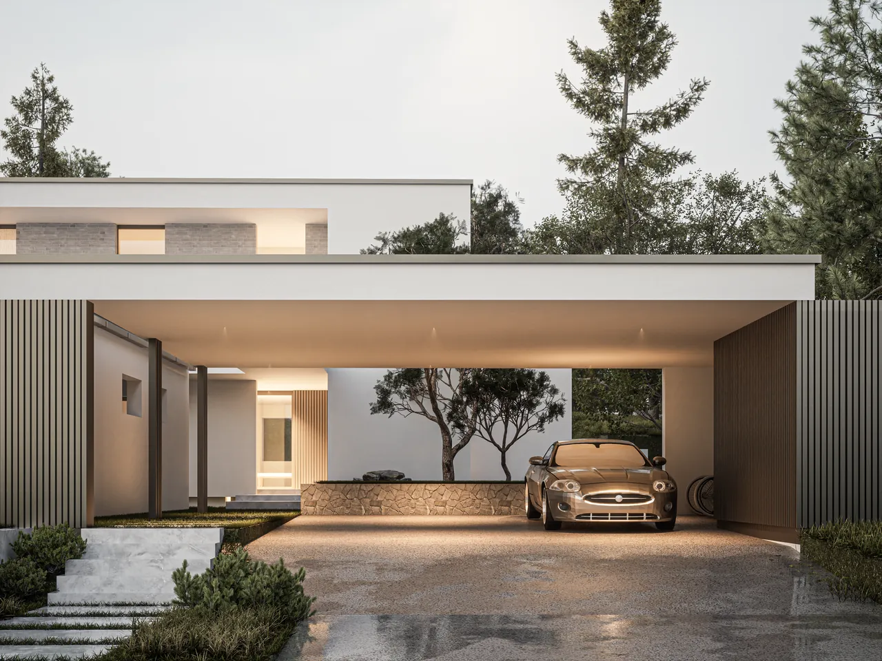 Visualisierung des neuen Carports von Haus P