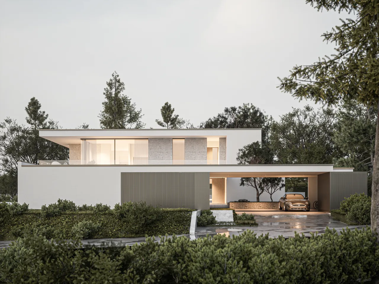 Visualisierung Haus P: Ansicht mit Carport